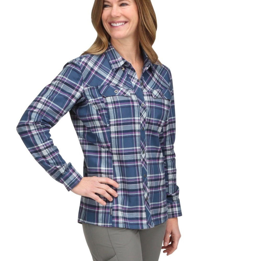 Simms PrimaLoft Blend Flannel Fishing Shirt in Blue Depths Plaid - Size XL